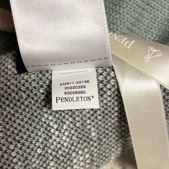 NWT Pendleton Knit Baby Blanket with Beanie Set Organic Cotton Sheep Dream Blue - Picture 7 of 9